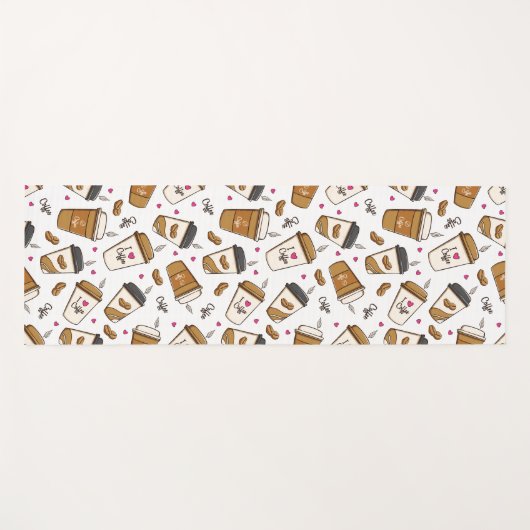 Koffiekopjes, koffiebonen, koffieliefhebber, harte yogamat (Voorkant (horizontaal))