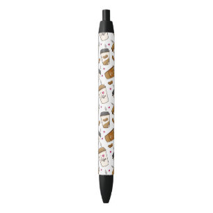 Koffiekopjes, koffiebonen, koffieliefhebber, harte zwarte inkt pen