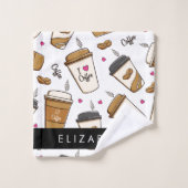 Koffiekopjes, koffiebonen, koffieliefhebber, Jouw  Bad Handdoek (Wasdoekje)