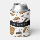 Koffiekopjes, koffiebonen, koffieliefhebber, Jouw  Blikjeskoeler (Blikje Voorkant)