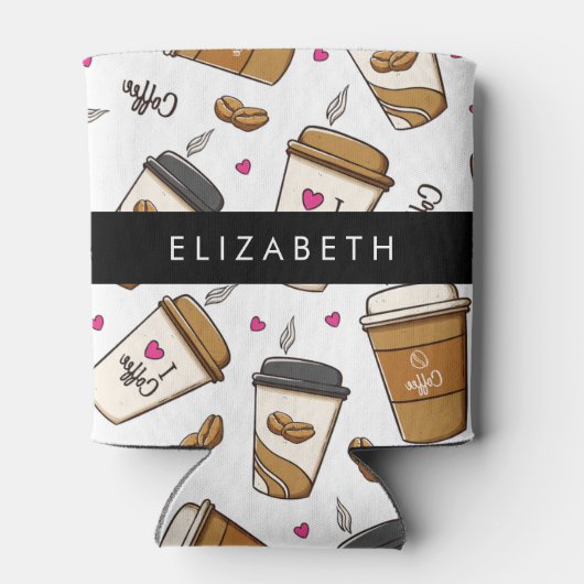 Koffiekopjes, koffiebonen, koffieliefhebber, Jouw  Blikjeskoeler (Achterkant)