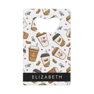 Koffiekopjes, koffiebonen, koffieliefhebber, Jouw  Creditkaart Flessenopener