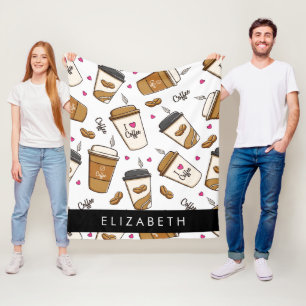 Koffiekopjes, koffiebonen, koffieliefhebber, Jouw  Fleece Deken