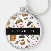 Koffiekopjes, koffiebonen, koffieliefhebber, Jouw  Sleutelhanger (Voorkant)