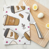 Koffiekopjes, koffiebonen, koffieliefhebber, Jouw  Theedoek (Quarter Fold)