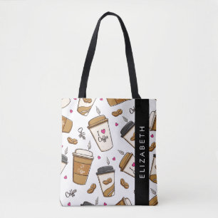 Koffiekopjes, koffiebonen, koffieliefhebber, Jouw Tote Bag