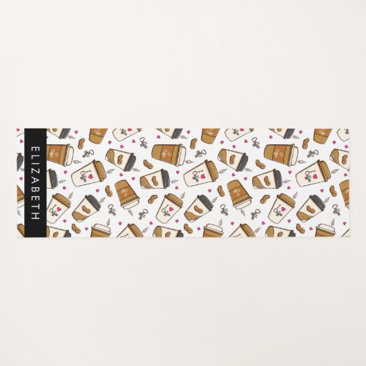 Koffiekopjes, koffiebonen, koffieliefhebber, Jouw Yogamat (Achterkant (horizontaal))