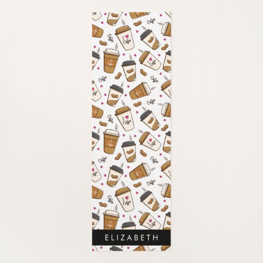 Koffiekopjes, koffiebonen, koffieliefhebber, Jouw  Yogamat (Achterkant)