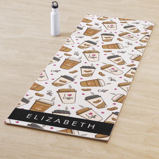 Koffiekopjes, koffiebonen, koffieliefhebber, Jouw  Yogamat (In situ)