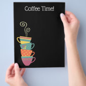 Koffiekopjes menu folder, modern zwart (Hand)