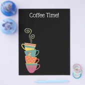 Koffiekopjes menu folder, modern zwart (Enkel)