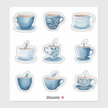 Koffiekopjes met blauwe waterverftechniek 3