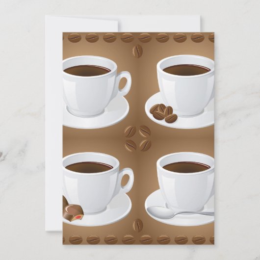 Koffiekopjes met bonen en chocolade kaart (Voorkant)