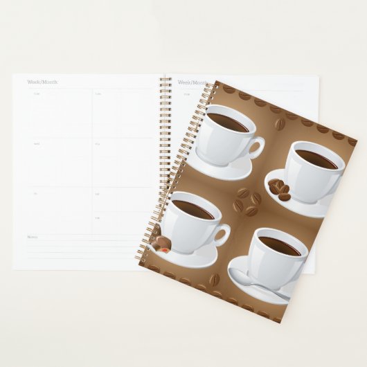 Koffiekopjes met bonen en chocolade planner (Display)