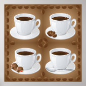 Koffiekopjes met bonen en chocolade poster (Voorkant)