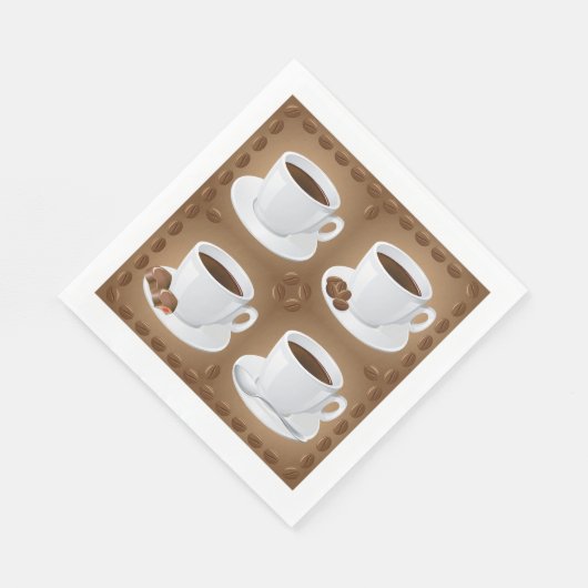 Koffiekopjes met bonen en chocolade servet (Hoek)