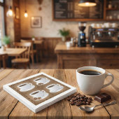 Koffiekopjes met bonen en chocolade servet