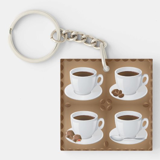Koffiekopjes met bonen en chocolade sleutelhanger (Voorkant)