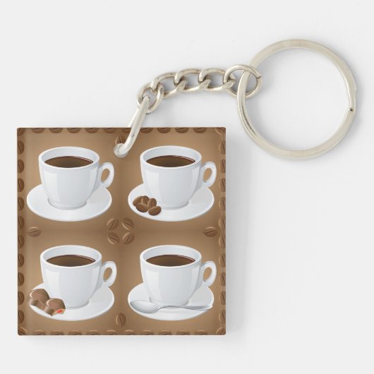 Koffiekopjes met bonen en chocolade sleutelhanger (Achterkant)