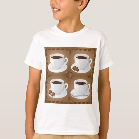Koffiekopjes met bonen en chocolade t-shirt (Voorkant)