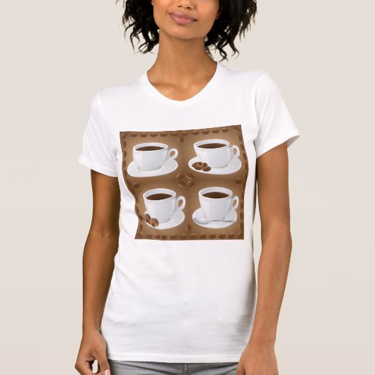 Koffiekopjes met bonen en chocolade t-shirt (Voorkant)