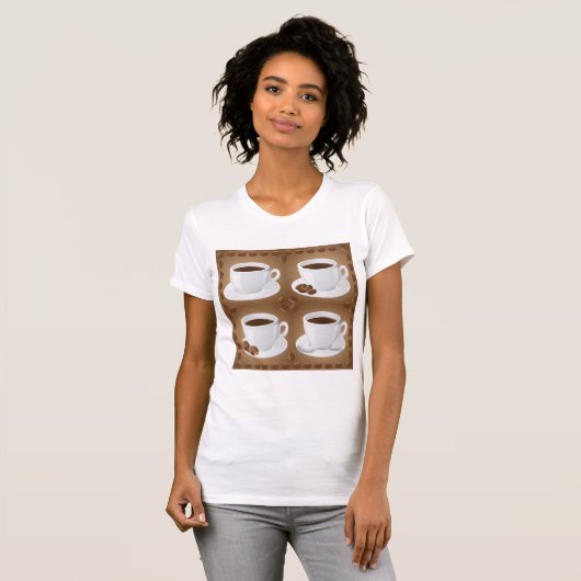 Koffiekopjes met bonen en chocolade t-shirt (Voorkant volledig)