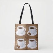 Koffiekopjes met bonen en chocolade tote bag (Voorkant)