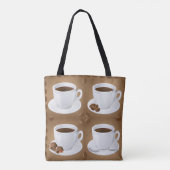 Koffiekopjes met bonen en chocolade tote bag (Achterkant)