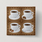 Koffiekopjes met bonen en chocolade vierkante button 5,1 cm (Voorkant)