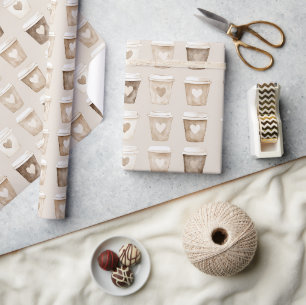 Koffiekopjes met Hartvorm en Crème Cadeaupapier
