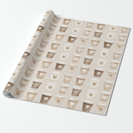 Koffiekopjes met Hartvorm en Crème Cadeaupapier
