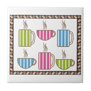 Koffiekopjes met strepen tegeltje
