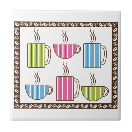 Koffiekopjes met strepen tegeltje (Voorkant)