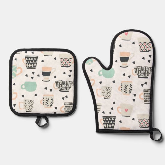 Koffiekopjes Ovenwant & Pannenlap Set (Voorkant)