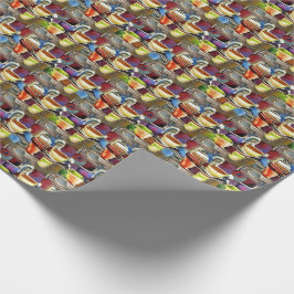 Koffiekopjes Paarse Abstracte Waterverf Patroon Cadeaupapier