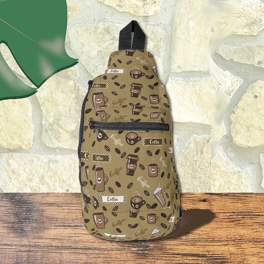 Koffiekopjes Patroon Bruine Sling Bag