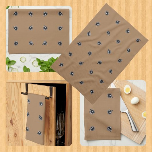 Koffiekopjes Patroon Keuken Handdoek Bruin