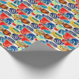 Koffiekopjes Rood Abstract Waterverf Patroon Cadeaupapier