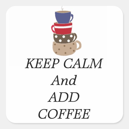 Koffiekopjes stapelen vierkante sticker (Voorkant)
