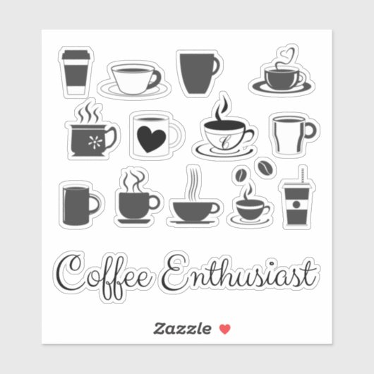 Koffiekopjes voor Koffieliefhebber - Esthetisch Sticker (Vel)