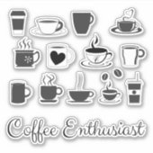 Koffiekopjes voor Koffieliefhebber - Esthetisch Sticker (Voorkant)