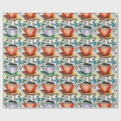 Koffiekopjes Waterverf Cadeaupapier (Vlak)