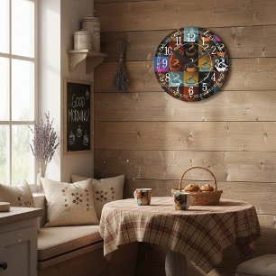 koffiekopmontage ronde klok