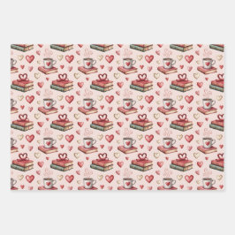 Koffiekoppen met harten inpakpapier vel