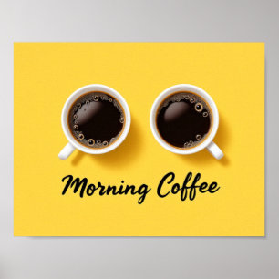 Koffiekoppen 's Ochtends Bovenop Gezien Minimalist Poster