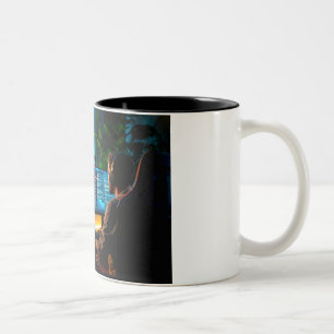 Koffiekoppen voor programmeurs. tweekleurige koffiemok