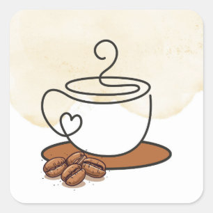 Koffiekopsticker Vierkante Sticker