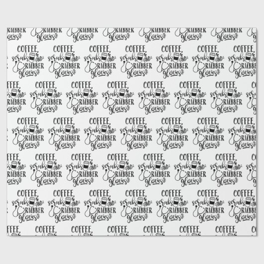 Koffiekruiden en rubberhandschoenen cadeaupapier (Vlak)