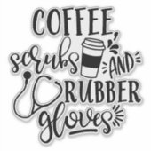 Koffiekruiden en rubberhandschoenen sticker (Voorkant)