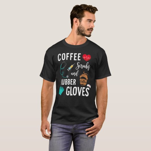 Koffiekruiden en rubberhandschoenen t-shirt (Voorkant volledig)